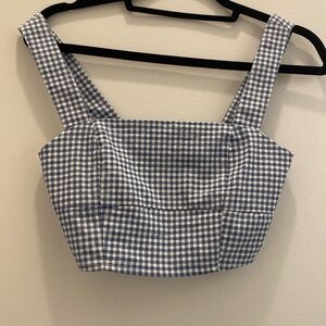 Blue & white gingham crop top